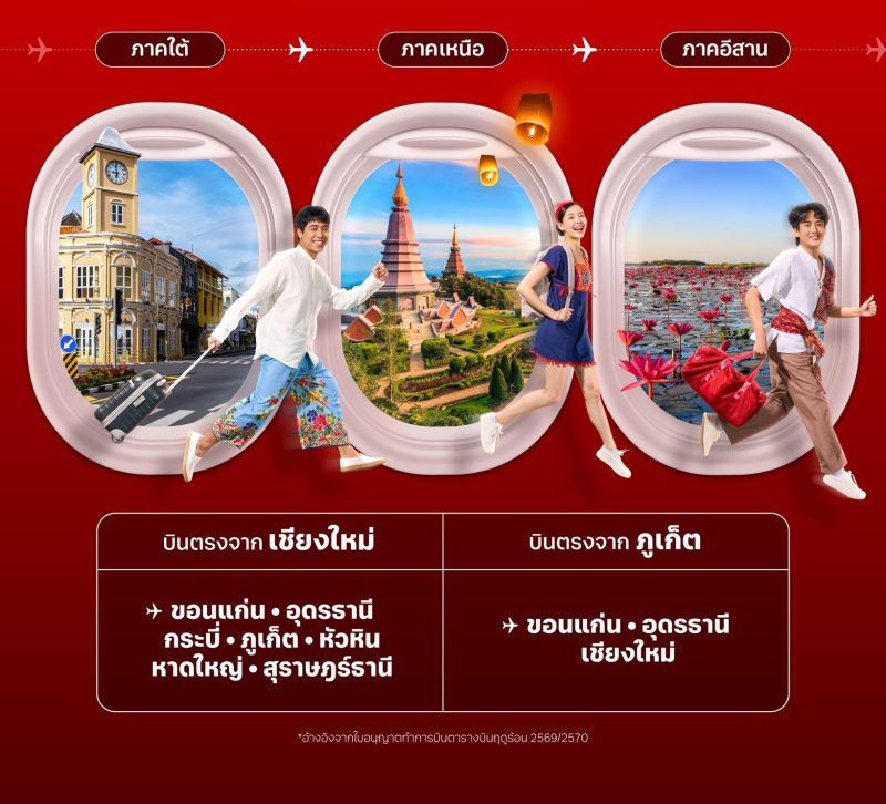 แอร์เอเชีย บินตรงข้ามภาคสู่ 9 เส้นทาง